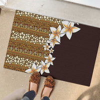 Vintage Hibiscus Turtle Pattern Rubber Doormat with Plumeria Half Style