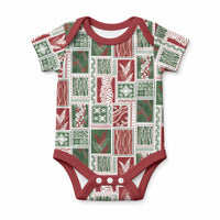 Mele Kalikimaka Hawaiian Quilt and Lei Patchwork Baby Onesie LT9 Red - Polynesian Pride