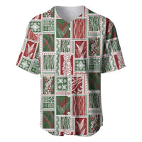 Mele Kalikimaka Hawaiian Quilt and Lei Patchwork Baseball Jersey - Polynesian Pride