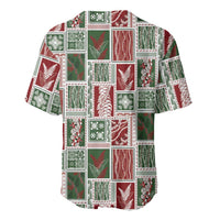 Mele Kalikimaka Hawaiian Quilt and Lei Patchwork Baseball Jersey - Polynesian Pride