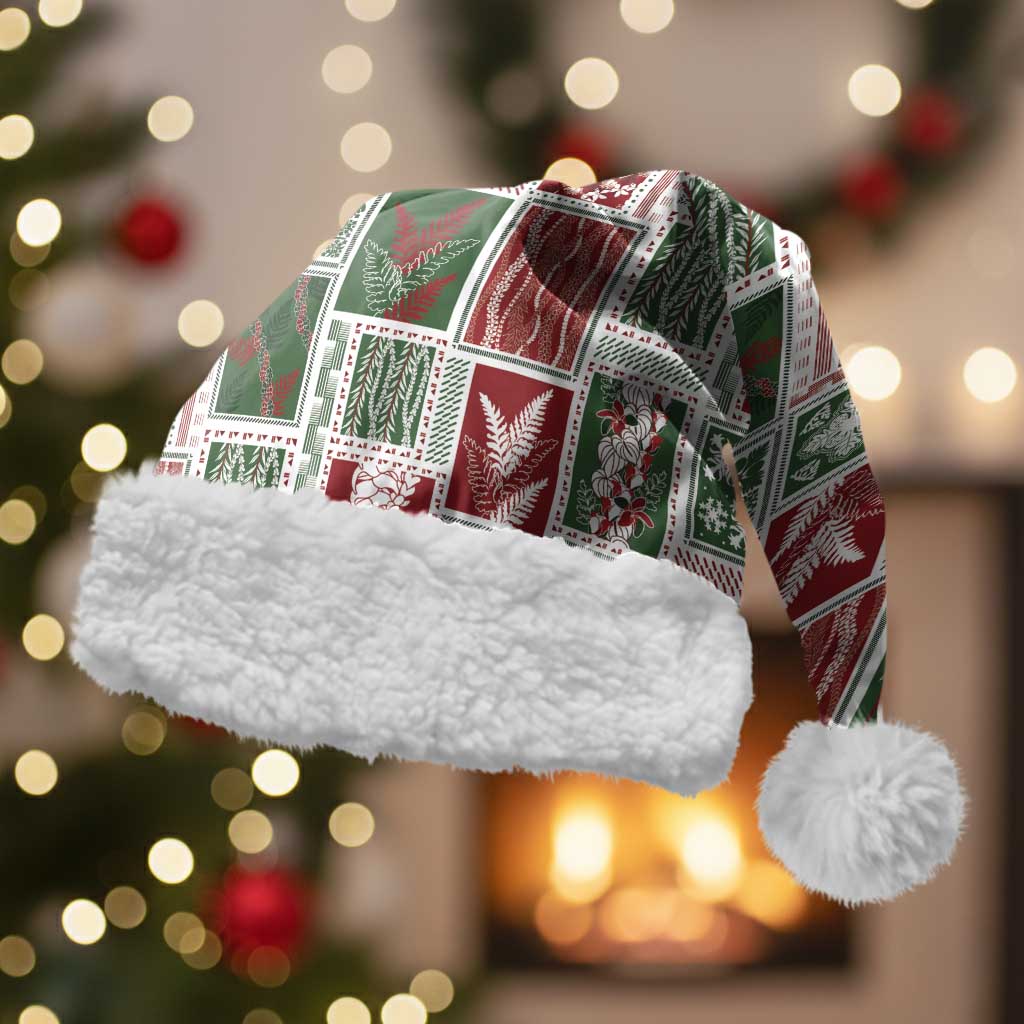 Mele Kalikimaka Hawaiian Quilt and Lei Patchwork Christmas Santa Hat - Polynesian Pride