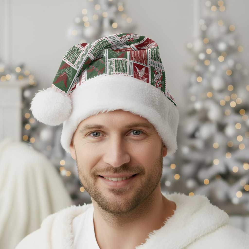 Mele Kalikimaka Hawaiian Quilt and Lei Patchwork Christmas Santa Hat - Polynesian Pride