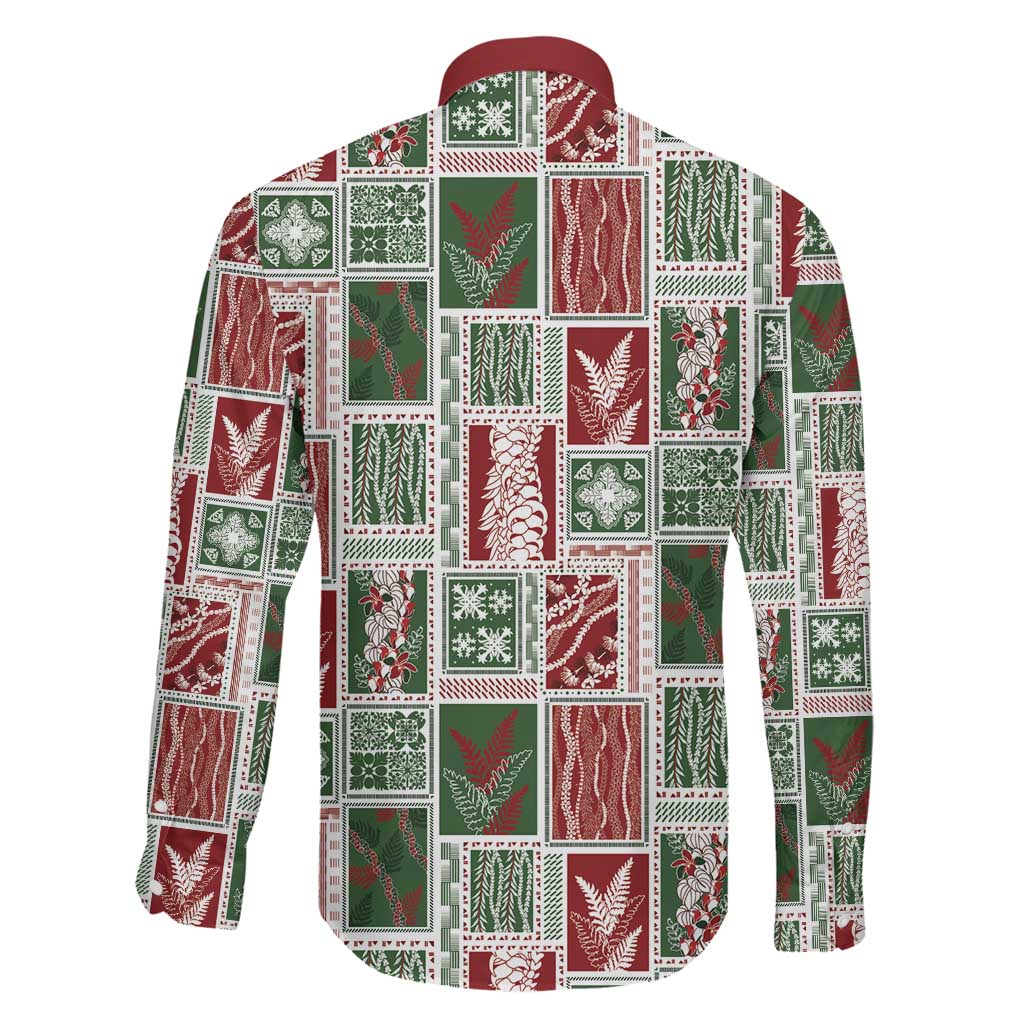 Mele Kalikimaka Hawaiian Quilt and Lei Patchwork Family Matching Off The Shoulder Long Sleeve Dress and Hawaiian Shirt LT9 - Polynesian Pride