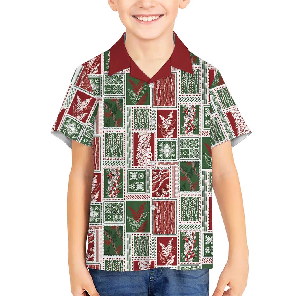 Mele Kalikimaka Hawaiian Quilt and Lei Patchwork Family Matching Off Shoulder Maxi Dress and Hawaiian Shirt - Polynesian Pride