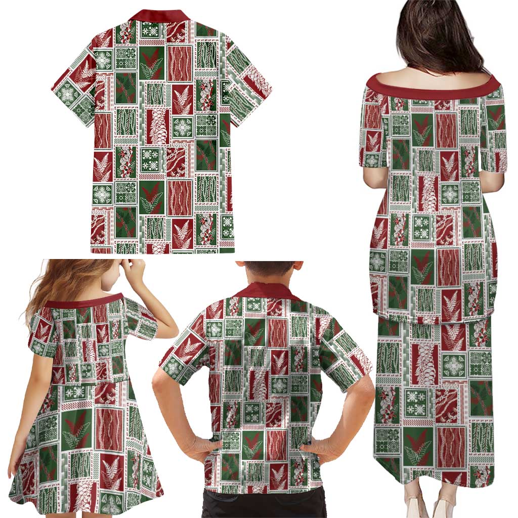 Mele Kalikimaka Hawaiian Quilt and Lei Patchwork Family Matching Puletasi and Hawaiian Shirt - Polynesian Pride