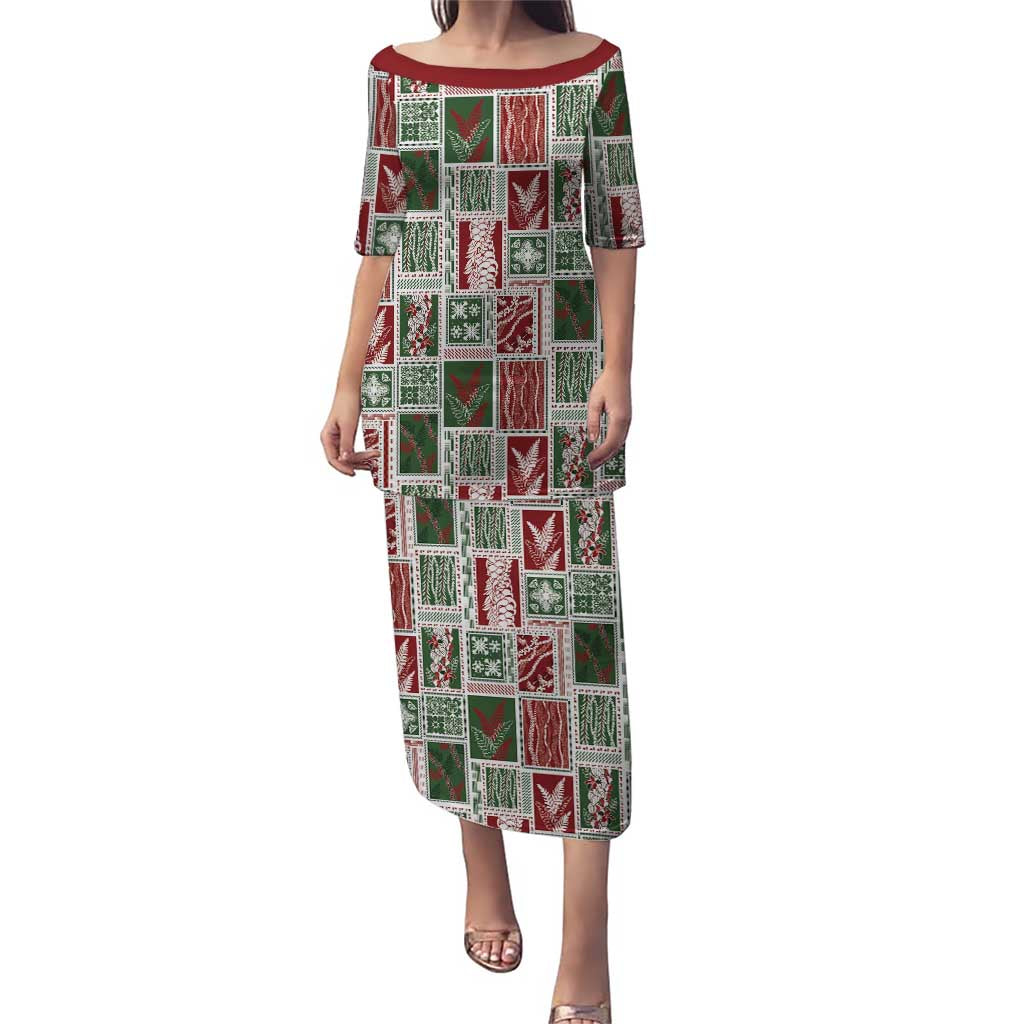 Mele Kalikimaka Hawaiian Quilt and Lei Patchwork Family Matching Puletasi and Hawaiian Shirt - Polynesian Pride