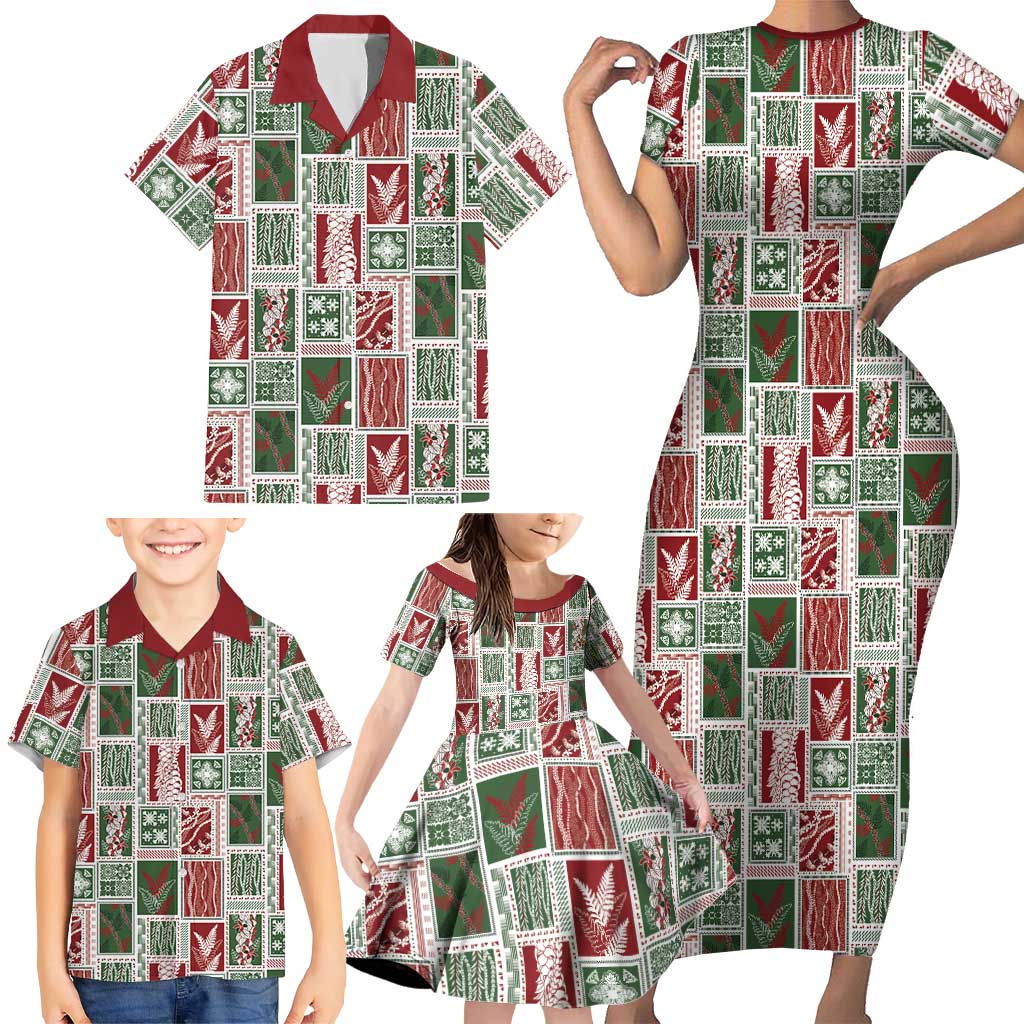 Mele Kalikimaka Hawaiian Quilt and Lei Patchwork Family Matching Short Sleeve Bodycon Dress and Hawaiian Shirt LT9 - Polynesian Pride