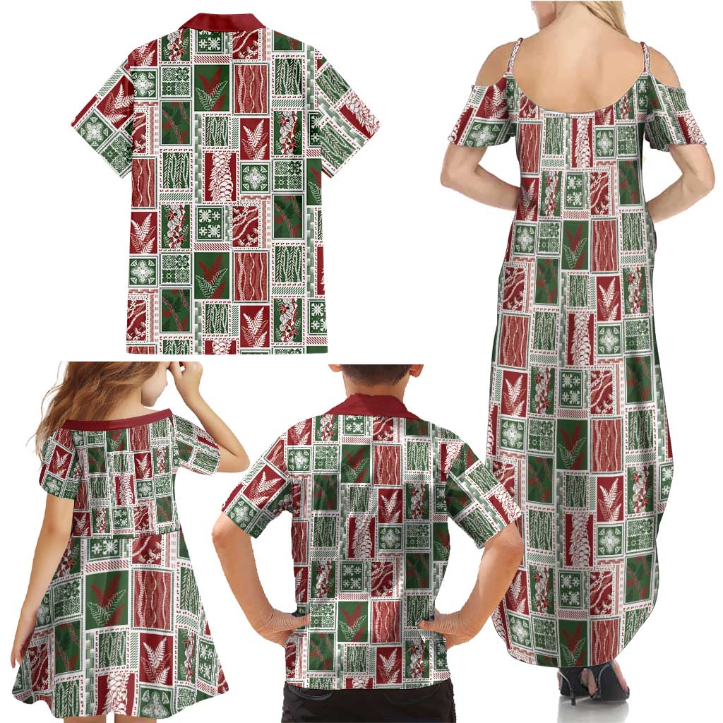 Mele Kalikimaka Hawaiian Quilt and Lei Patchwork Family Matching Summer Maxi Dress and Hawaiian Shirt - Polynesian Pride