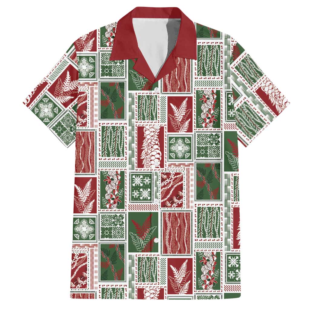Mele Kalikimaka Hawaiian Quilt and Lei Patchwork Hawaiian Shirt - Polynesian Pride