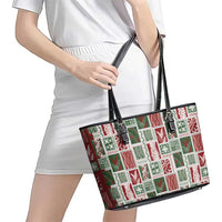 Mele Kalikimaka Hawaiian Quilt and Lei Patchwork Leather Tote Bag - Polynesian Pride