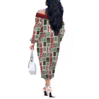 Mele Kalikimaka Hawaiian Quilt and Lei Patchwork Off The Shoulder Long Sleeve Dress LT9 - Polynesian Pride