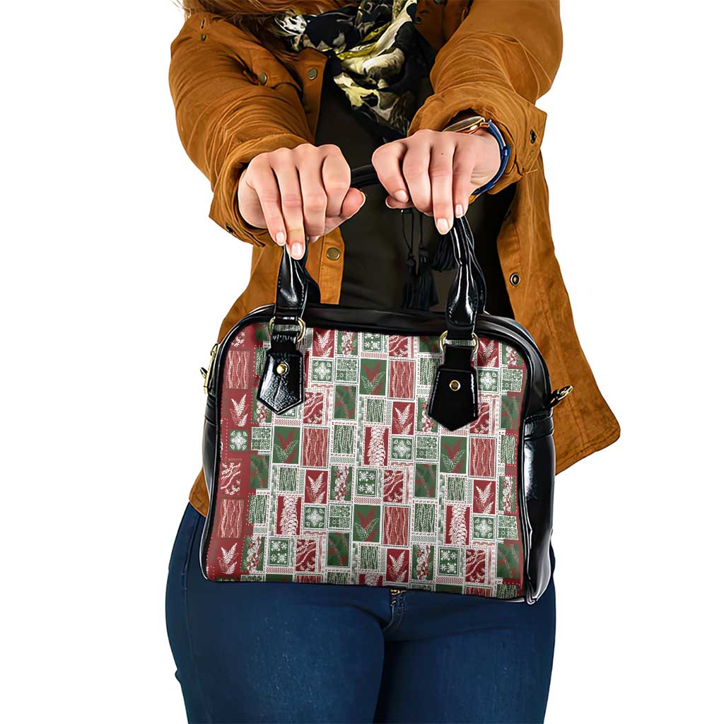 Mele Kalikimaka Hawaiian Quilt and Lei Patchwork Shoulder Handbag - Polynesian Pride