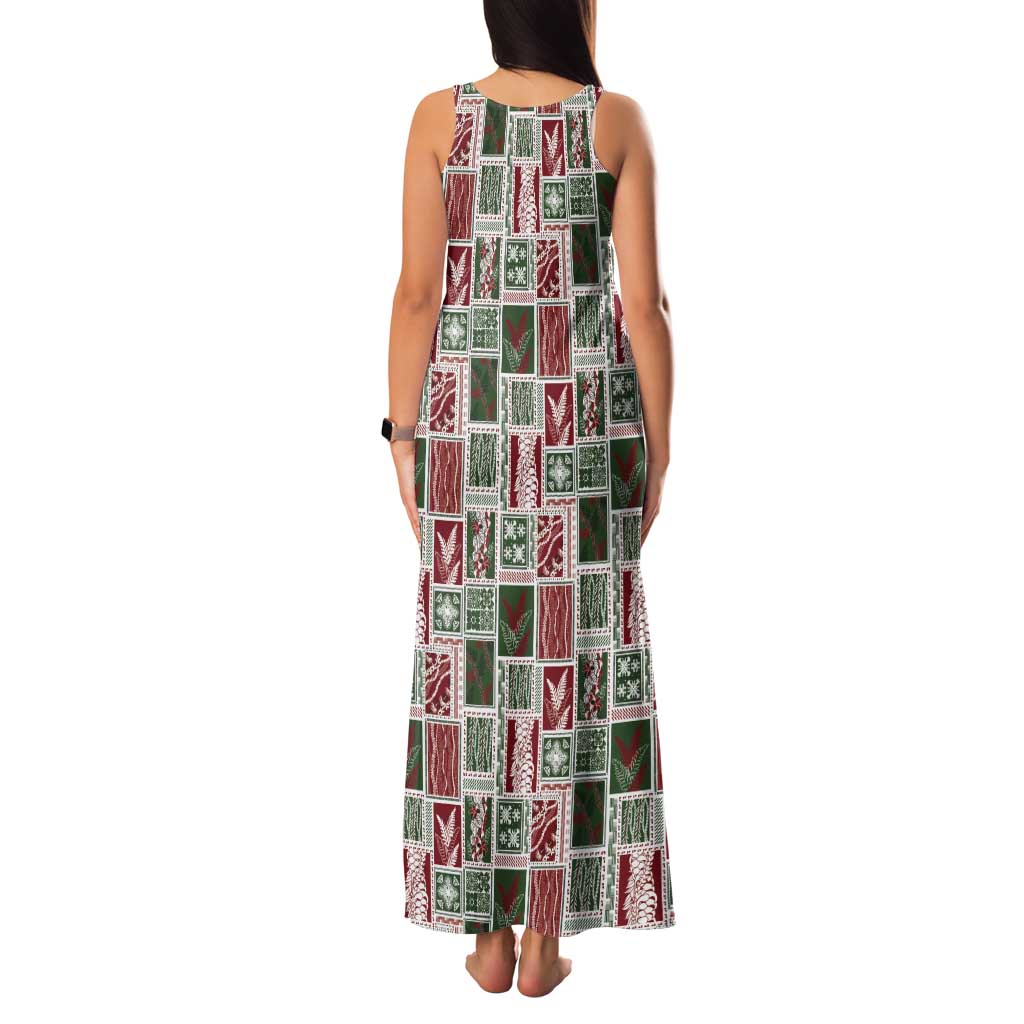 Mele Kalikimaka Hawaiian Quilt and Lei Patchwork Tank Maxi Dress - Polynesian Pride