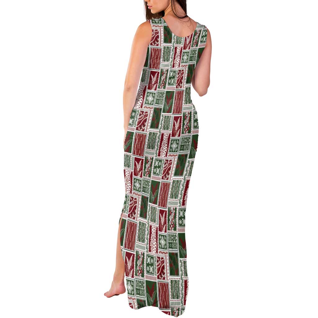 Mele Kalikimaka Hawaiian Quilt and Lei Patchwork Tank Maxi Dress - Polynesian Pride
