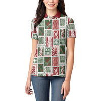 Mele Kalikimaka Hawaiian Quilt and Lei Patchwork Women Polo Shirt - Polynesian Pride