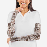 Vintage Aloha Block Quilt Arm Sleeves Beige Inspired Lei Motifs - Polynesian Pride