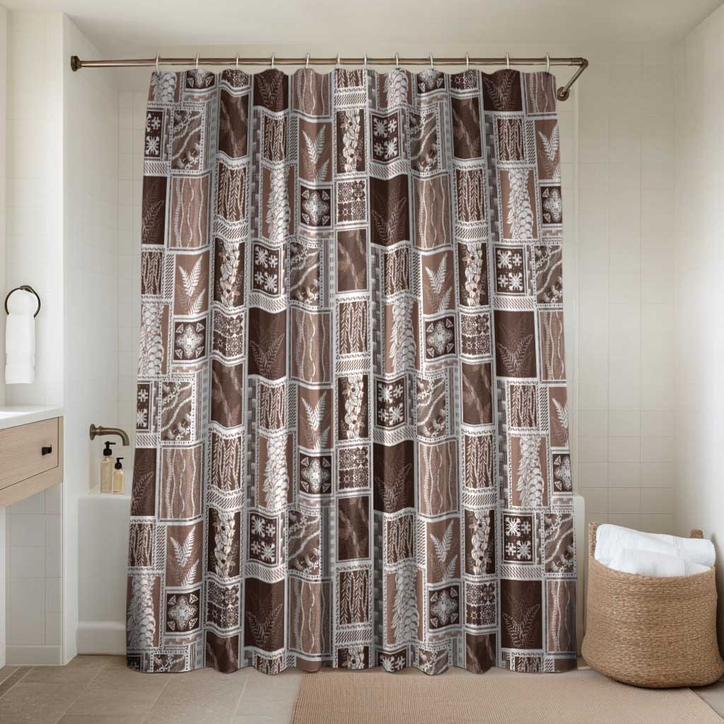 Vintage Aloha Block Quilt Bathroom Set Beige Inspired Lei Motifs - Polynesian Pride