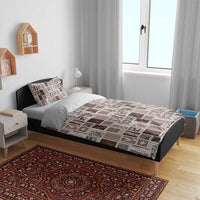 Vintage Aloha Block Quilt Bedding Set Beige Inspired Lei Motifs - Polynesian Pride