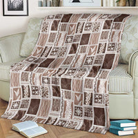 Vintage Aloha Block Quilt Blanket Beige Inspired Lei Motifs - Polynesian Pride