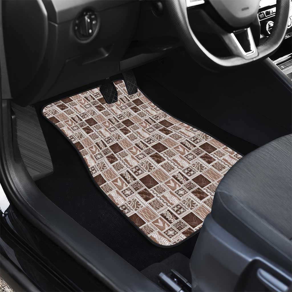 Vintage Aloha Block Quilt Car Mats Beige Inspired Lei Motifs - Polynesian Pride