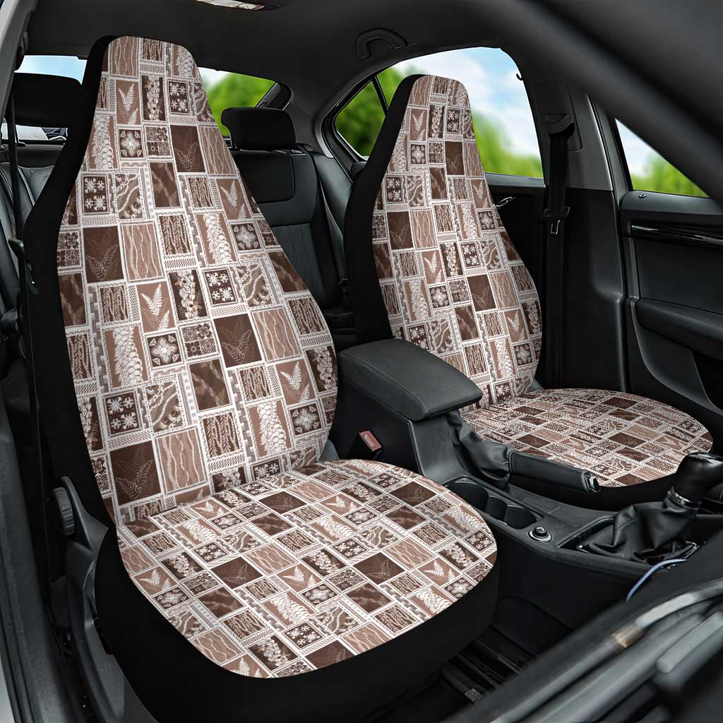 Vintage Aloha Block Quilt Car Seat Cover Beige Inspired Lei Motifs LT9 One Size Beige - Polynesian Pride