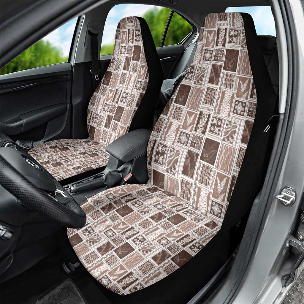 Vintage Aloha Block Quilt Car Seat Cover Beige Inspired Lei Motifs - Polynesian Pride