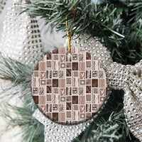 Vintage Aloha Block Quilt Ceramic Ornament Beige Inspired Lei Motifs - Polynesian Pride