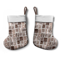 Vintage Aloha Block Quilt Christmas Stocking Beige Inspired Lei Motifs - Polynesian Pride