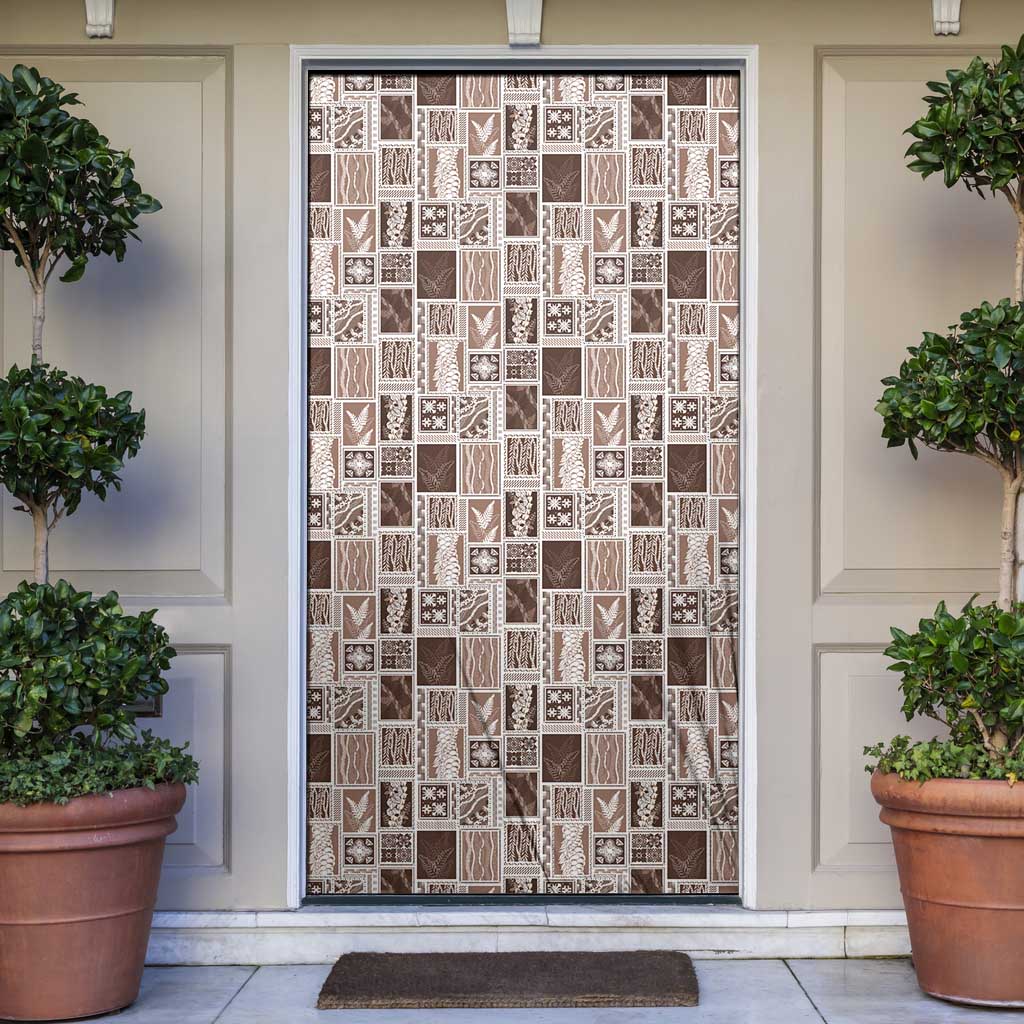 Vintage Aloha Block Quilt Door Cover Beige Inspired Lei Motifs LT9 Beige - Polynesian Pride