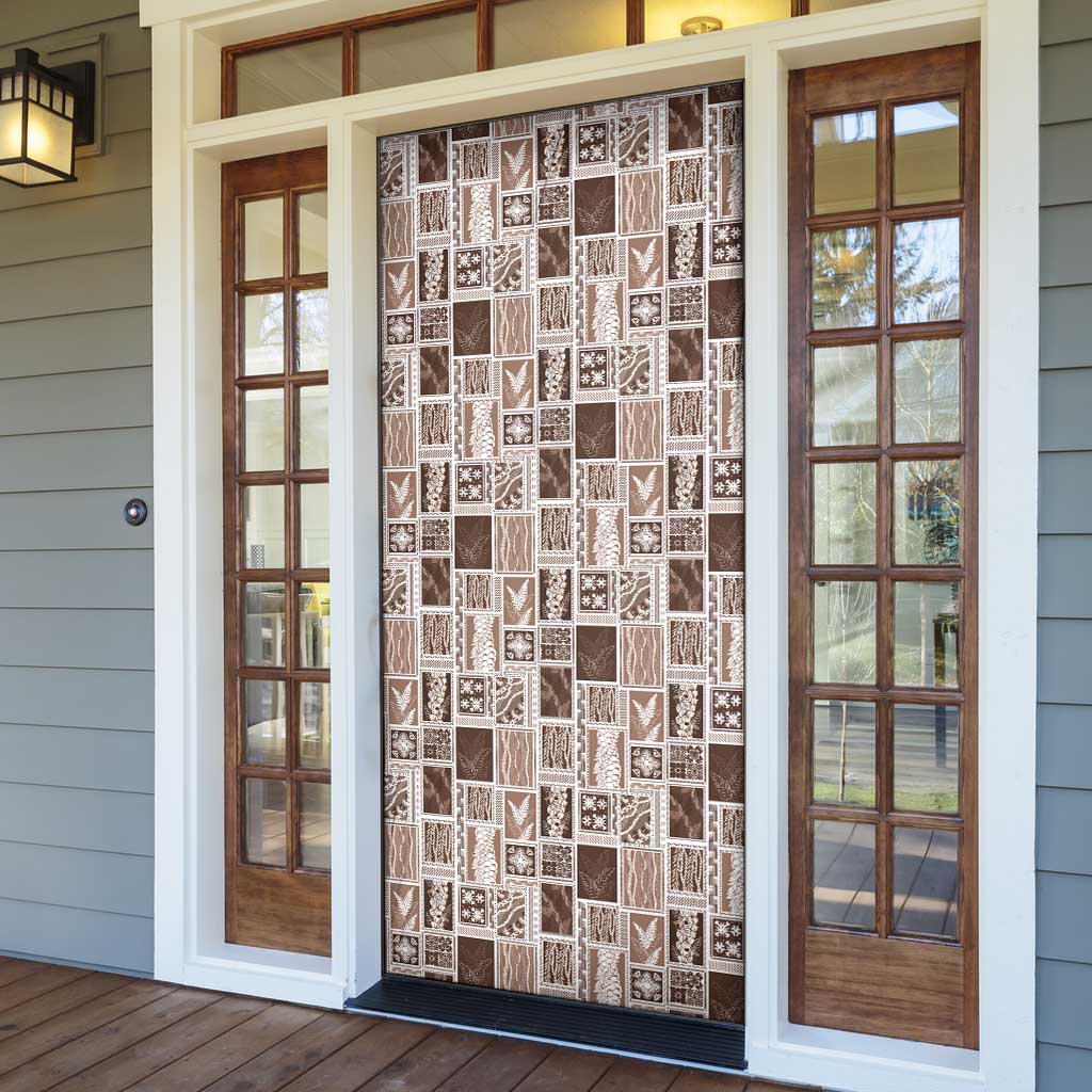 Vintage Aloha Block Quilt Door Cover Beige Inspired Lei Motifs - Polynesian Pride