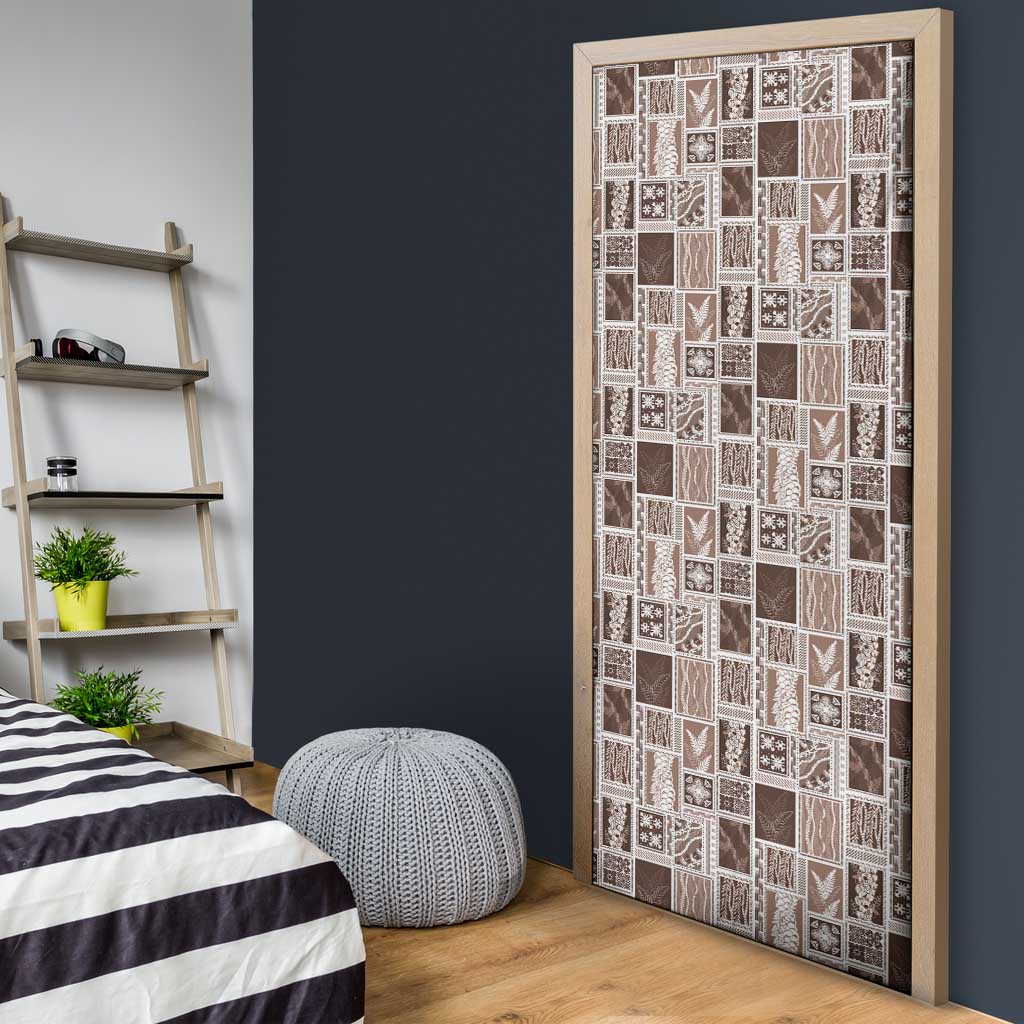 Vintage Aloha Block Quilt Door Cover Beige Inspired Lei Motifs - Polynesian Pride
