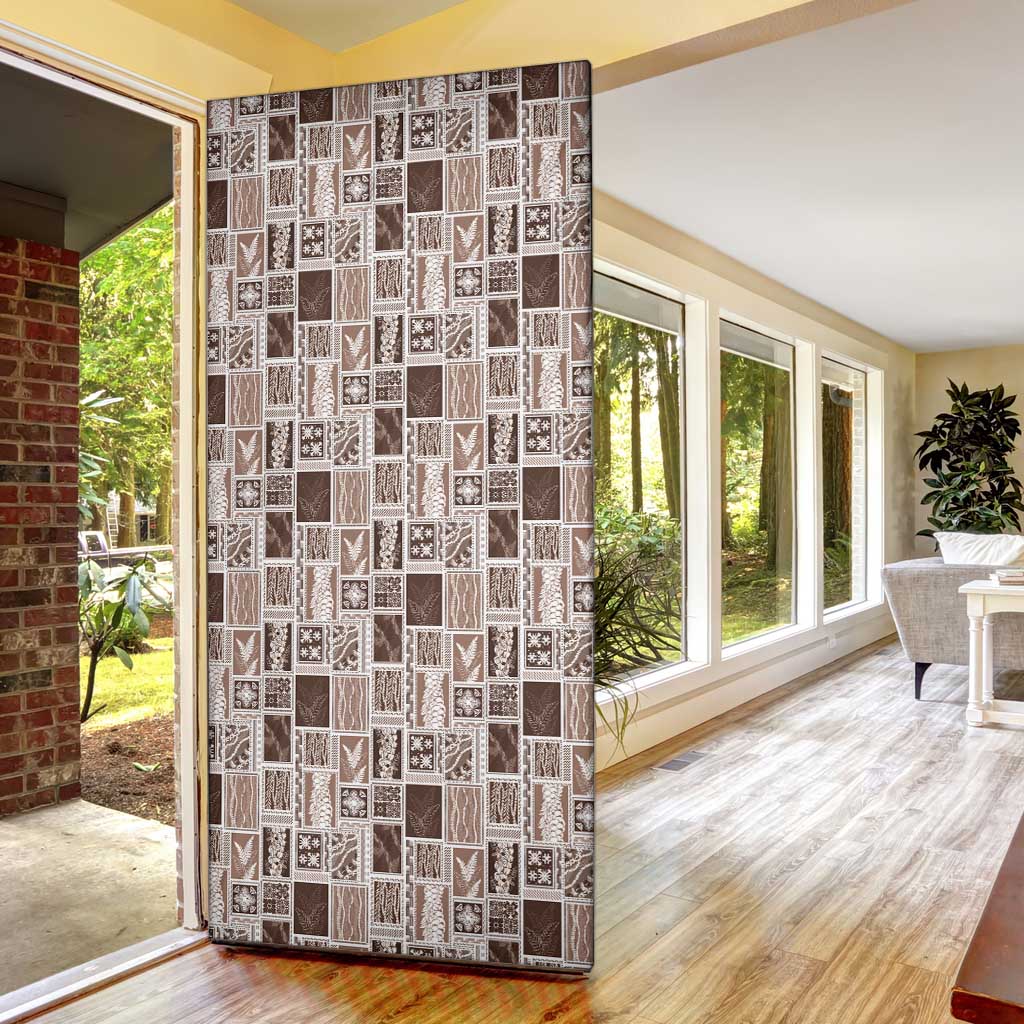 Vintage Aloha Block Quilt Door Cover Beige Inspired Lei Motifs - Polynesian Pride