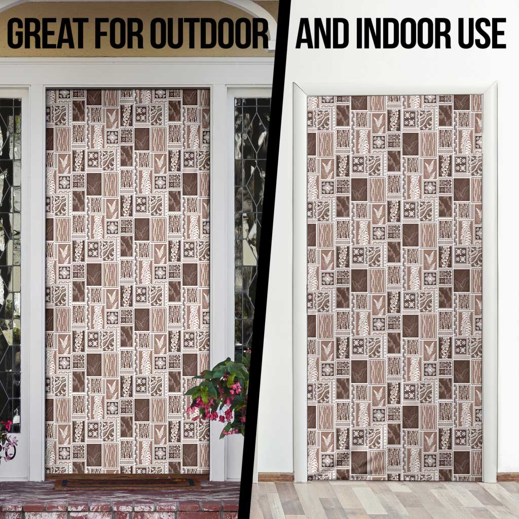 Vintage Aloha Block Quilt Door Cover Beige Inspired Lei Motifs - Polynesian Pride