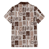 Vintage Aloha Block Quilt Family Matching Long Sleeve Bodycon Dress and Hawaiian Shirt Beige Inspired Lei Motifs LT9 - Polynesian Pride
