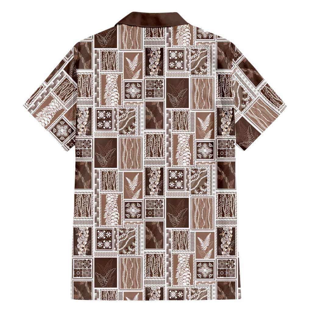 Vintage Aloha Block Quilt Family Matching Off Shoulder Short Dress and Hawaiian Shirt Beige Inspired Lei Motifs LT9 - Polynesian Pride