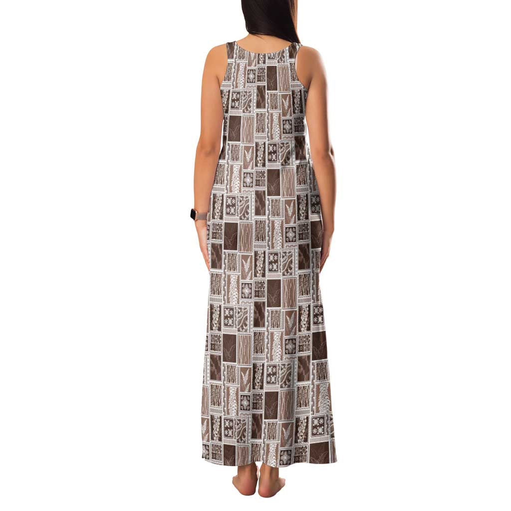 Vintage Aloha Block Quilt Family Matching Tank Maxi Dress and Hawaiian Shirt Beige Inspired Lei Motifs LT9 - Polynesian Pride