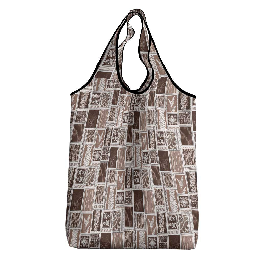 Vintage Aloha Block Quilt Grocery Bag Beige Inspired Lei Motifs LT9 - Polynesian Pride
