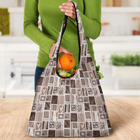 Vintage Aloha Block Quilt Grocery Bag Beige Inspired Lei Motifs LT9 - Polynesian Pride