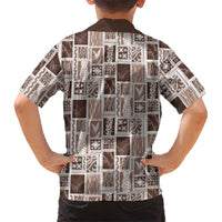 Vintage Aloha Block Quilt Hawaiian Shirt Beige Inspired Lei Motifs - Polynesian Pride