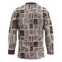 Vintage Aloha Block Quilt Hockey Jersey Beige Inspired Lei Motifs - Polynesian Pride