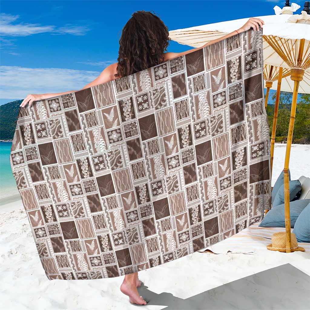 Vintage Aloha Block Quilt Sarong Beige Inspired Lei Motifs - Polynesian Pride