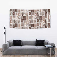 Vintage Aloha Block Quilt Tapestry Beige Inspired Lei Motifs - Polynesian Pride