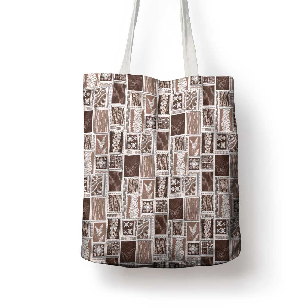 Vintage Aloha Block Quilt Tote Bag Beige Inspired Lei Motifs LT9 - Polynesian Pride