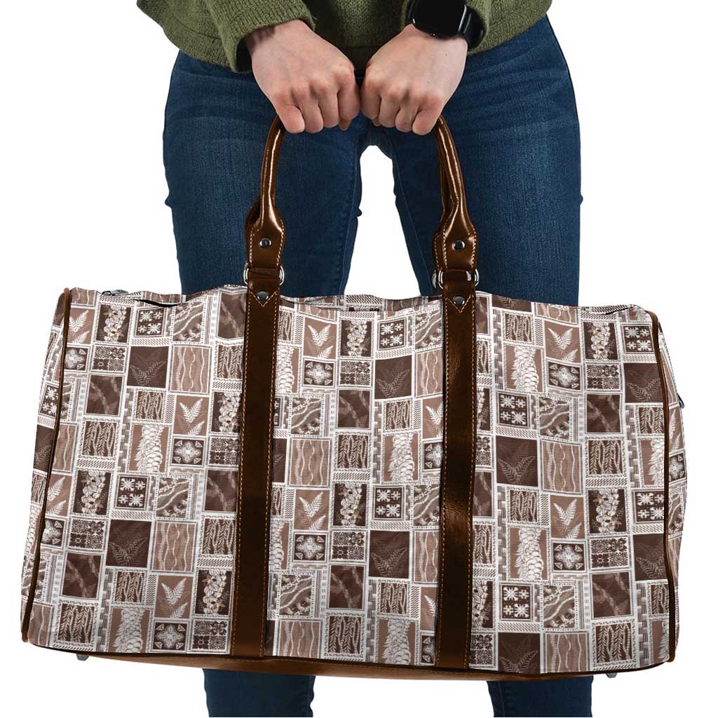 Vintage Aloha Block Quilt Travel Bag Beige Inspired Lei Motifs LT9 Beige - Polynesian Pride
