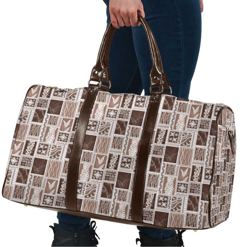 Vintage Aloha Block Quilt Travel Bag Beige Inspired Lei Motifs - Polynesian Pride