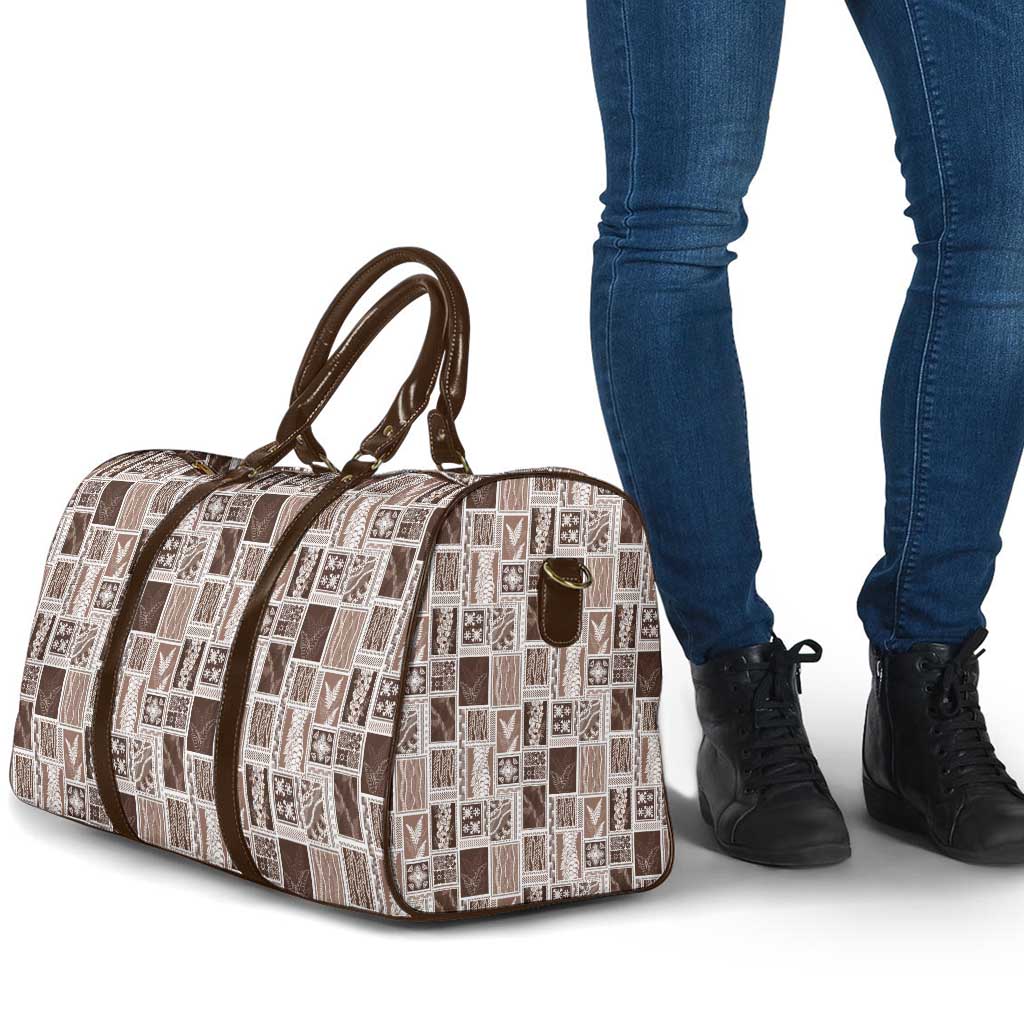 Vintage Aloha Block Quilt Travel Bag Beige Inspired Lei Motifs - Polynesian Pride