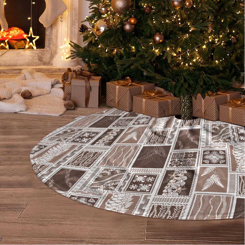 Vintage Aloha Block Quilt Tree Skirt Beige Inspired Lei Motifs - Polynesian Pride