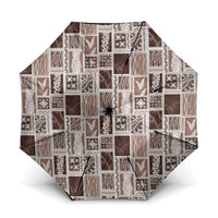 Vintage Aloha Block Quilt Umbrella Beige Inspired Lei Motifs LT9 One Size Folded 11.42 inch Opened Diameter 37.4 inch Beige - Polynesian Pride
