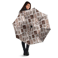 Vintage Aloha Block Quilt Umbrella Beige Inspired Lei Motifs LT9 - Polynesian Pride