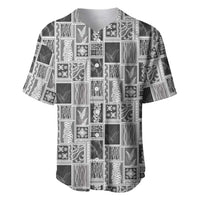 Vintage Aloha Block Quilt Baseball Jersey Black Inspired Lei Motifs - Polynesian Pride